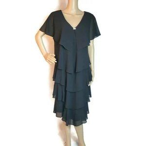 Black Dress Size 16 Patra Layers Below Knee